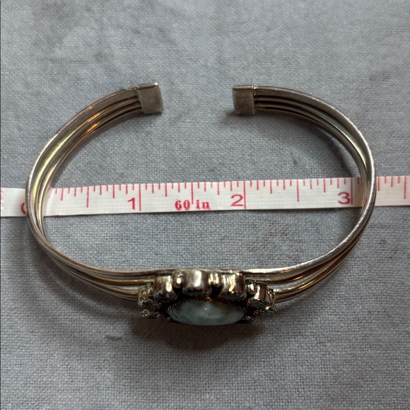 Larimar and blue topaz Sterling silver cuff - Picture 4 of 9